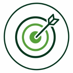 Archery arrow hitting bullseye. 